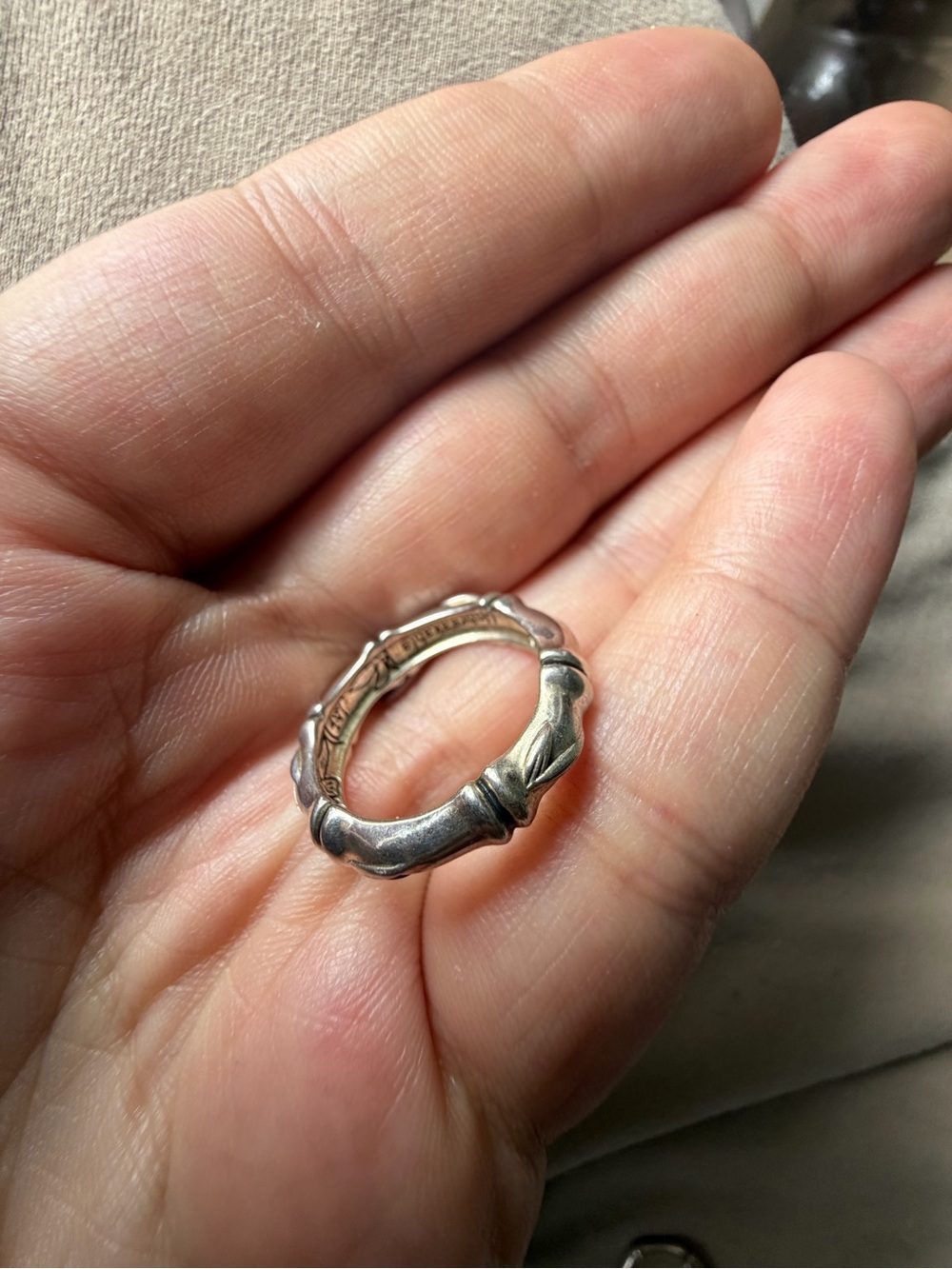 John Hardy Silver Bamboo-Style Ring Size 8